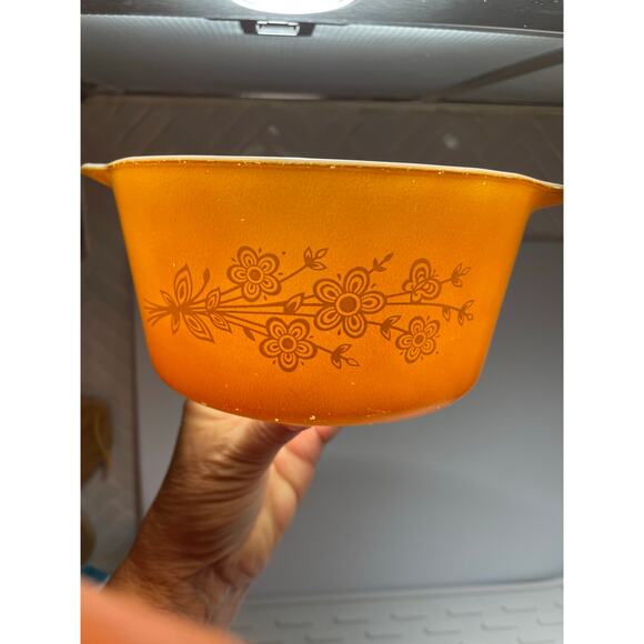 Vintage Pyrex Harvest Gold 473B Butterfly Pattern Casserole Dish No Lid - Picture 9 of 14